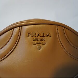 Prada Milano Caramel Tan Leather Crescent Shoulder Bag